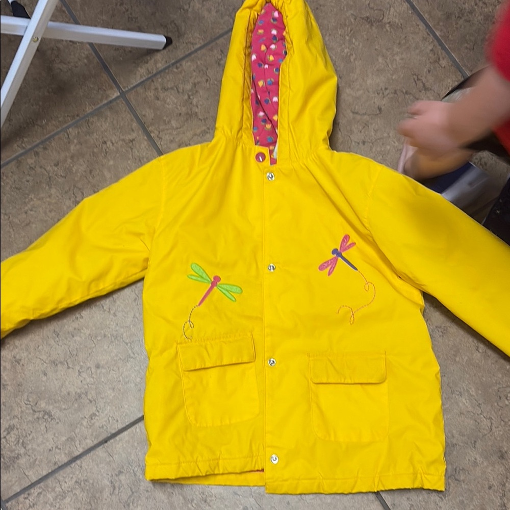Kids Yellow Hooded Jacket with Dragonfly Design
